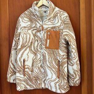 Men's Beige and Brown Sherpa Jacket